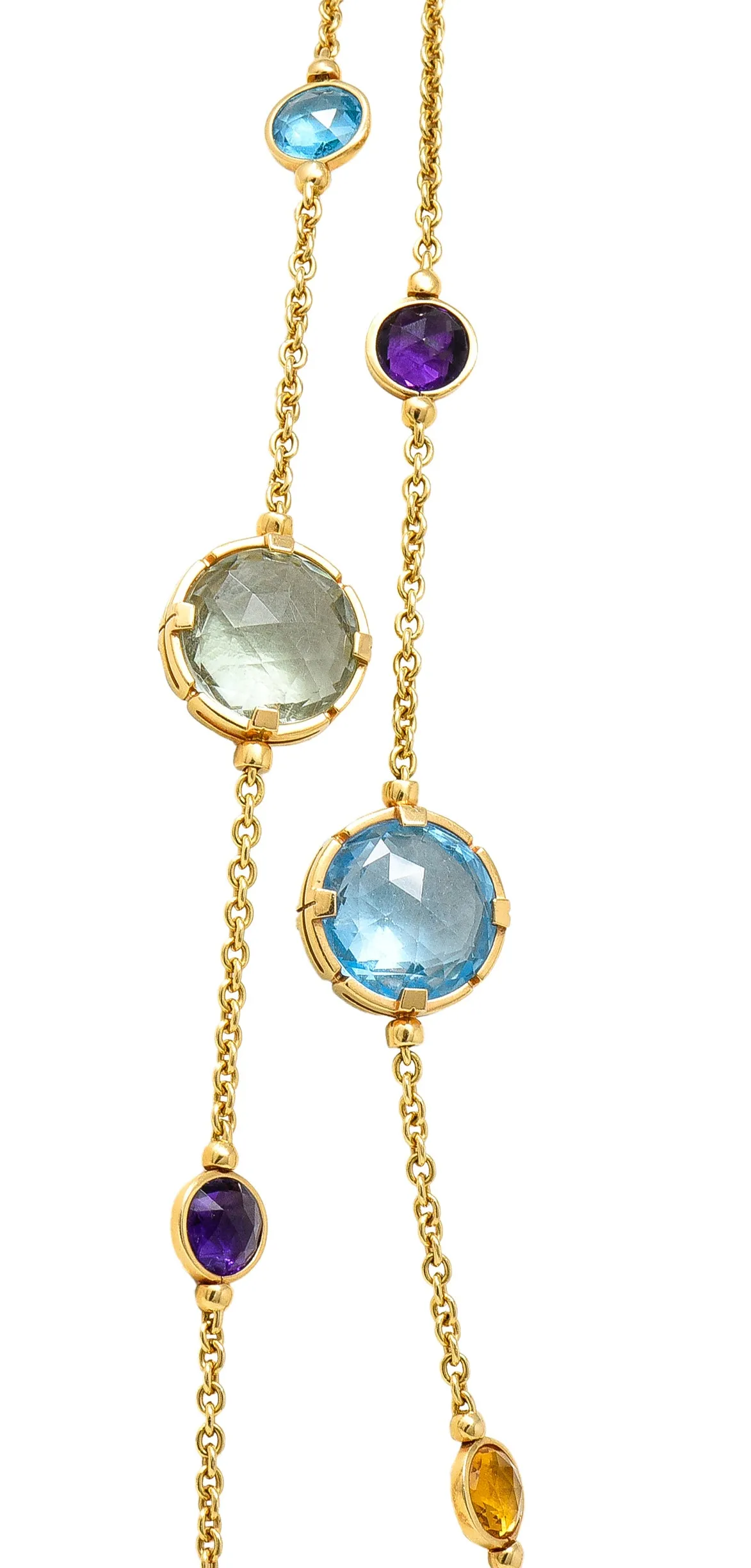 Bulgari Diamond Rose Cut Citrine Multi-Gem 18 Karat Yellow Gold Parentesi Station Necklace