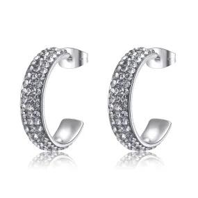 Cara 3-Row Hematite Crystal Hoop Earrings