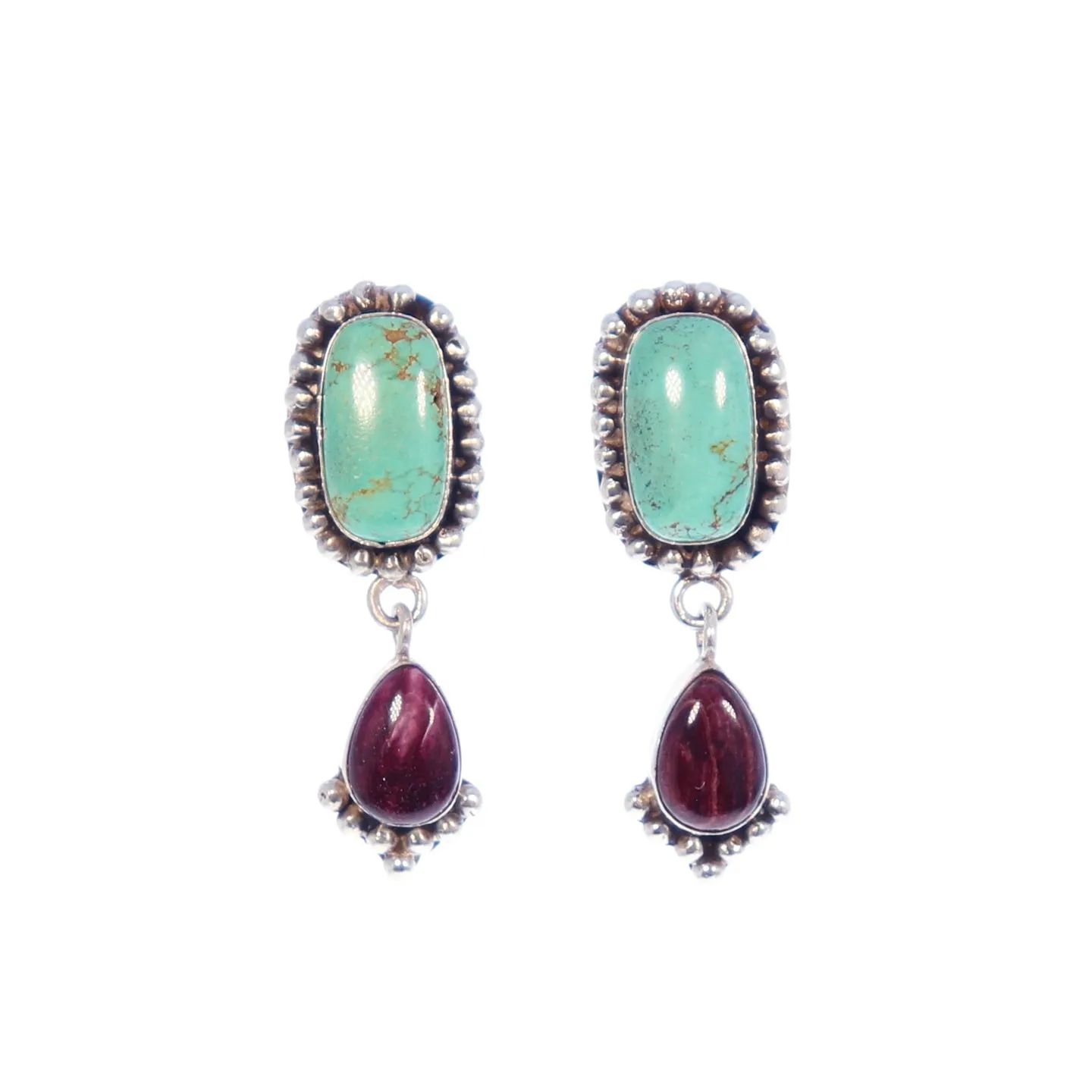 CARICO LAKE Turquoise and Purple Spiny Earrings Sterling 2 Stone Choose Color