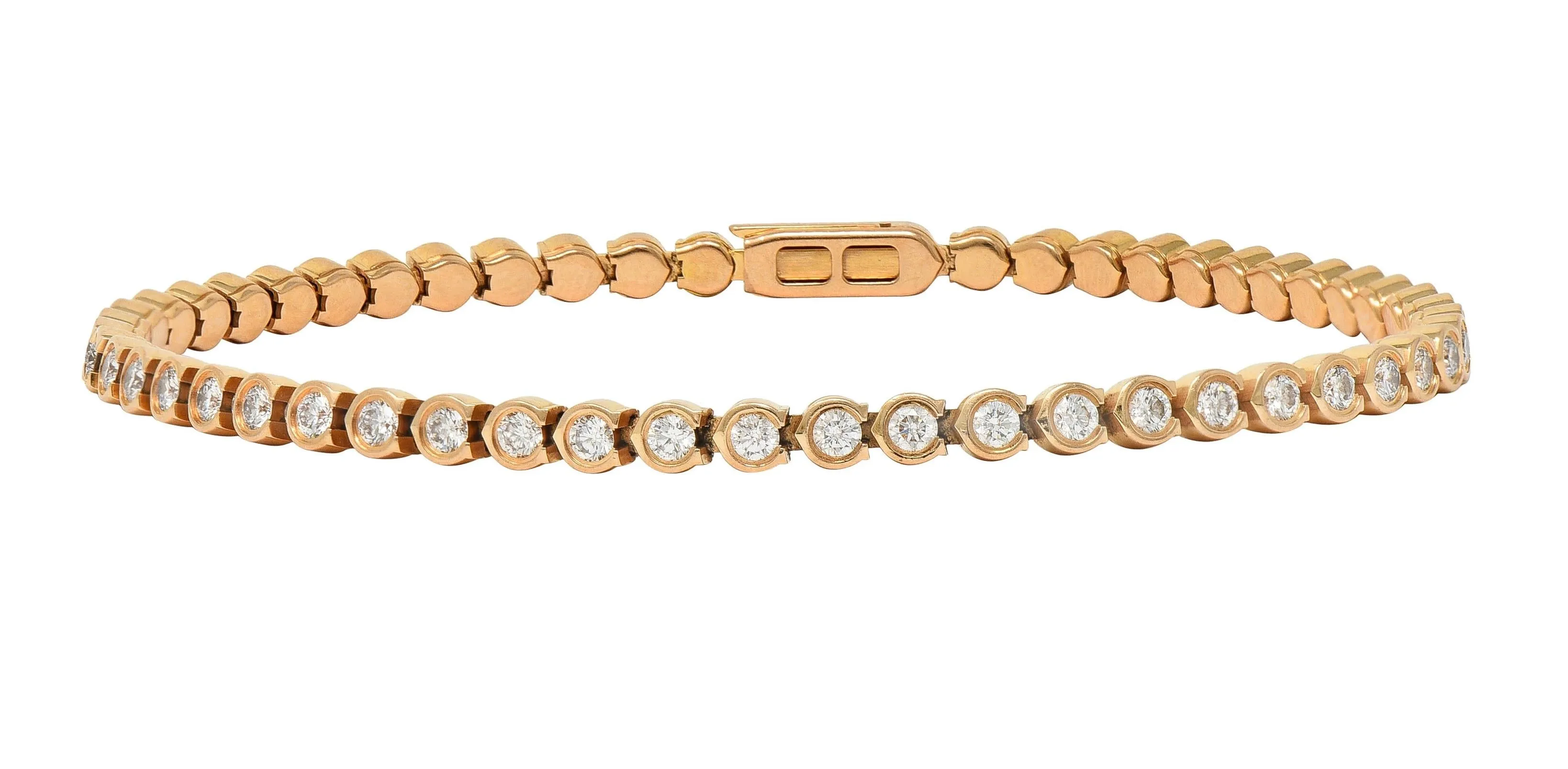 Cartier 2.54 CTW Diamond 18 Karat Rose Gold C De Cartier Line Bracelet