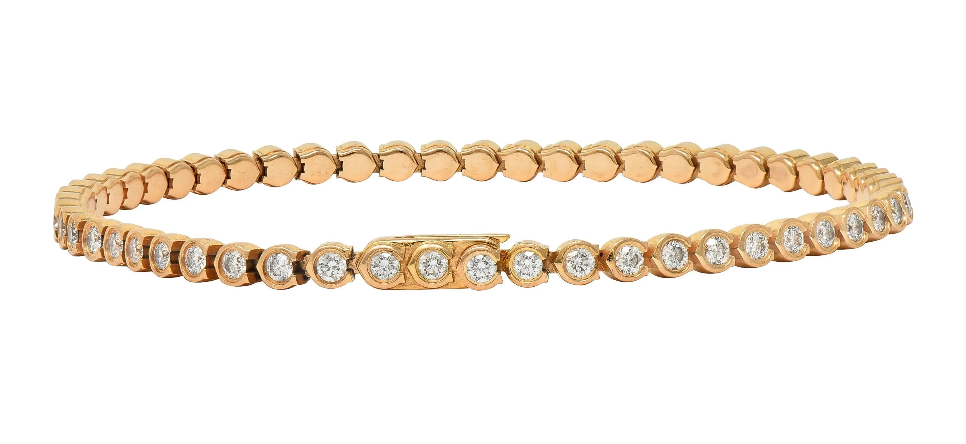 Cartier 2.54 CTW Diamond 18 Karat Rose Gold C De Cartier Line Bracelet