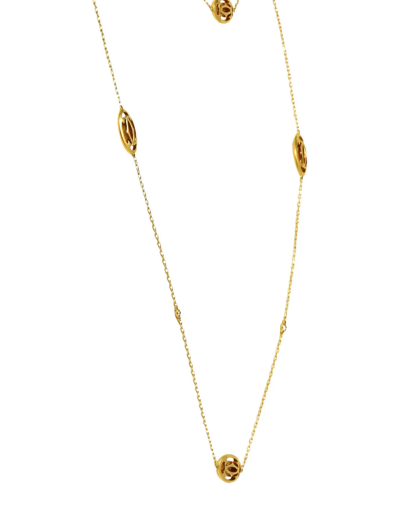 Cartier Diamond 18 Karat Yellow Gold C De Cartier Station Necklace