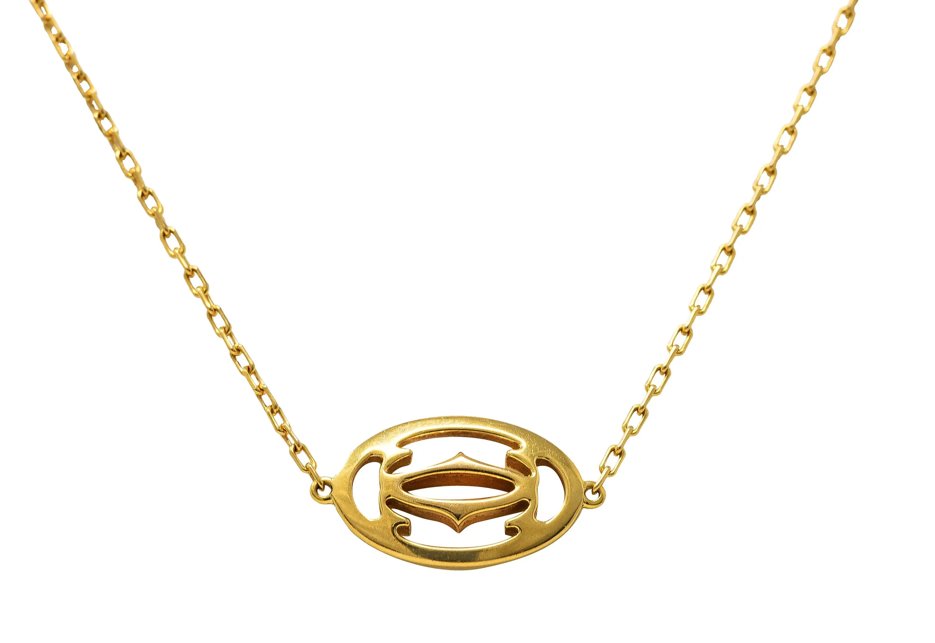 Cartier Diamond 18 Karat Yellow Gold C De Cartier Station Necklace