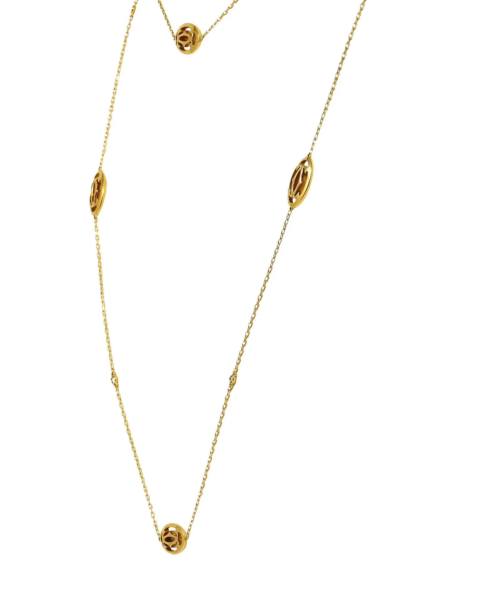 Cartier Diamond 18 Karat Yellow Gold C De Cartier Station Necklace