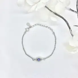 Children's Sterling Silver Evil Eye with CZ Bracelet