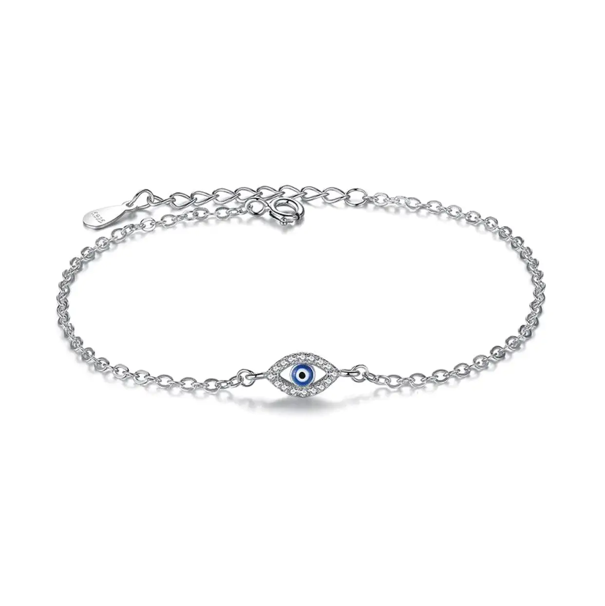 Children's Sterling Silver Evil Eye with CZ Bracelet