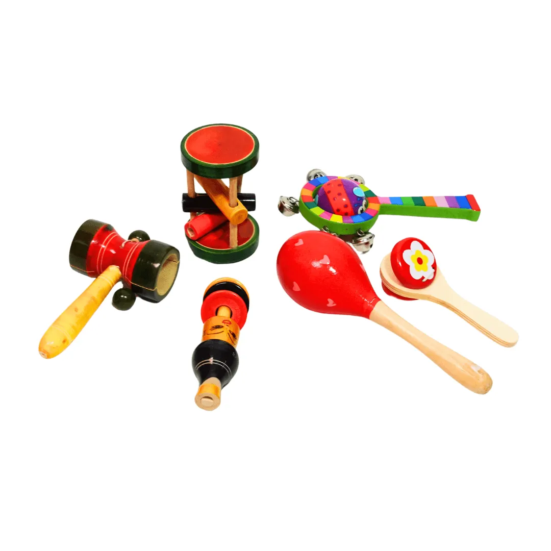 Combo of 6 Wooden Rattle Toys for Baby 0 to 6 Months(Random colour, design will be send)