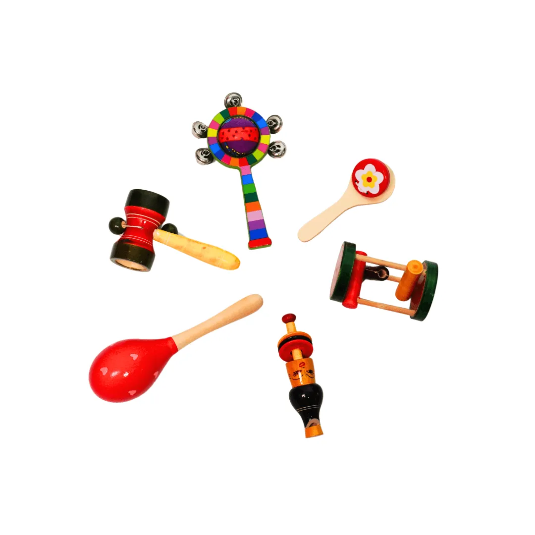 Combo of 6 Wooden Rattle Toys for Baby 0 to 6 Months(Random colour, design will be send)