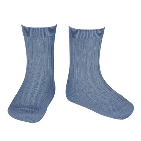 Condor Baby And Child Basic Rib Short Socks French Blue