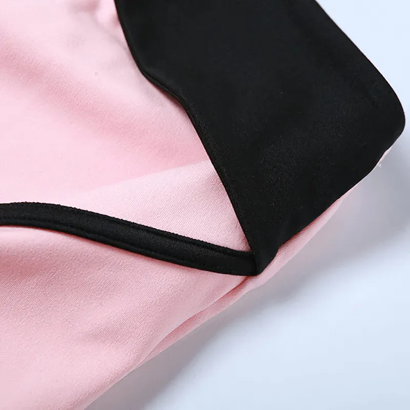 Contrast Color Halter Top / Sexy Pink and Black Backless Top / Women's Aesthetic Clothing