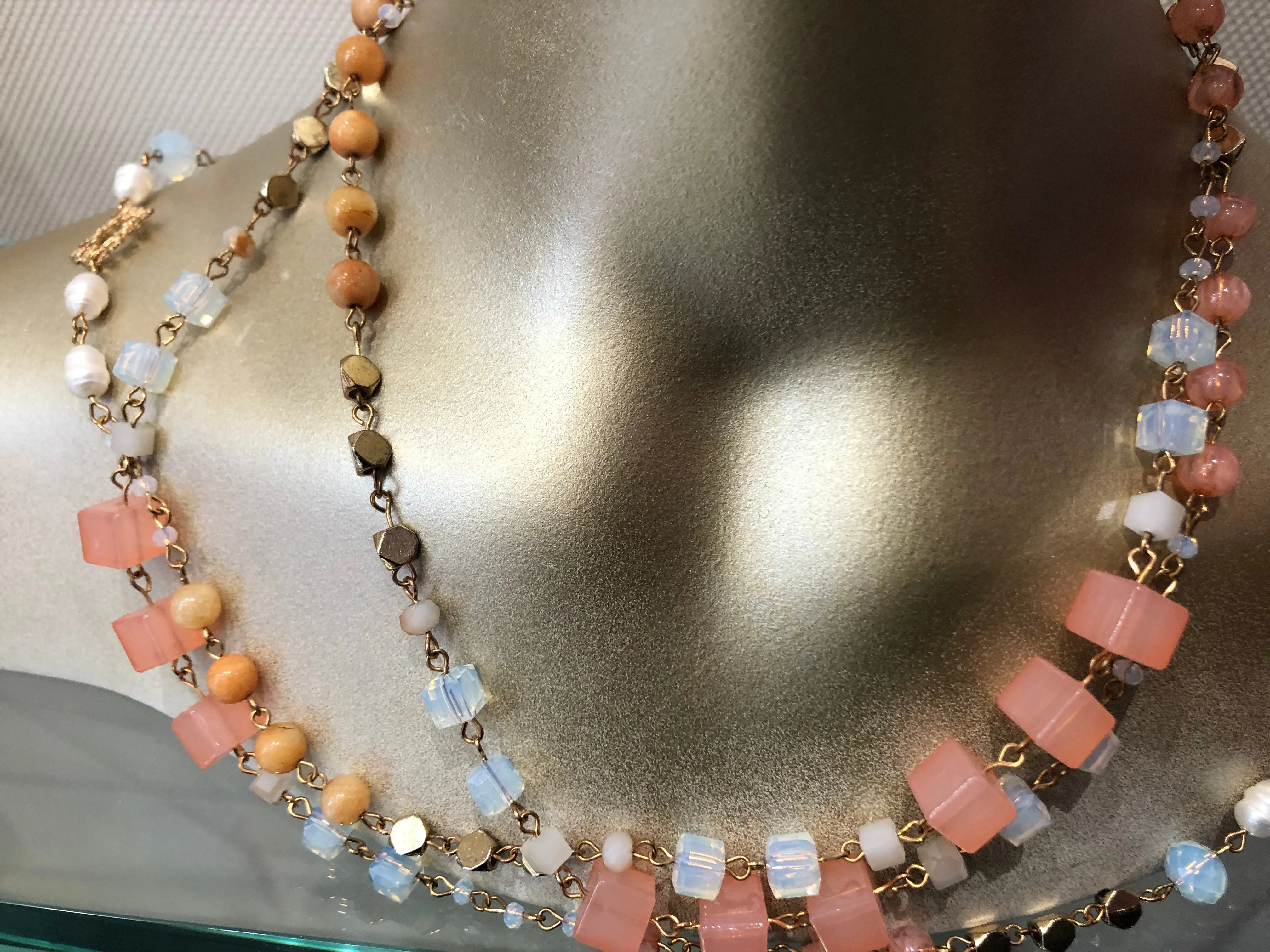 Coral /Crystal necklace