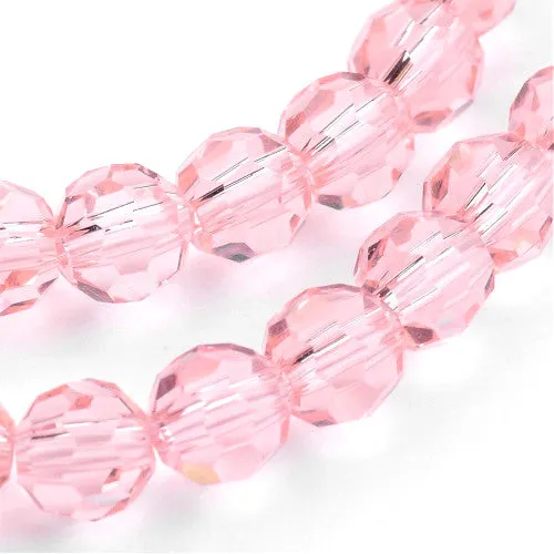 Crystal Glass Beads, Austrian Crystal, Round, Faceted, Pink, 8mm