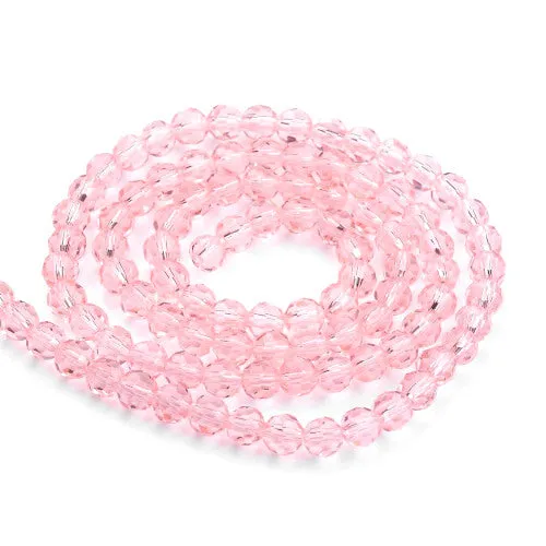 Crystal Glass Beads, Austrian Crystal, Round, Faceted, Pink, 8mm