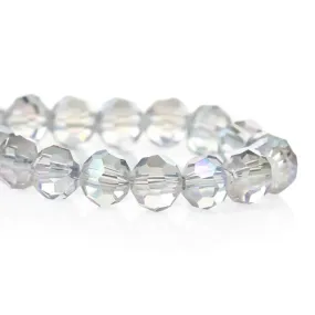 Crystal Glass Beads, Round, Faceted, Transparent, AB, Rainbow, 6mm