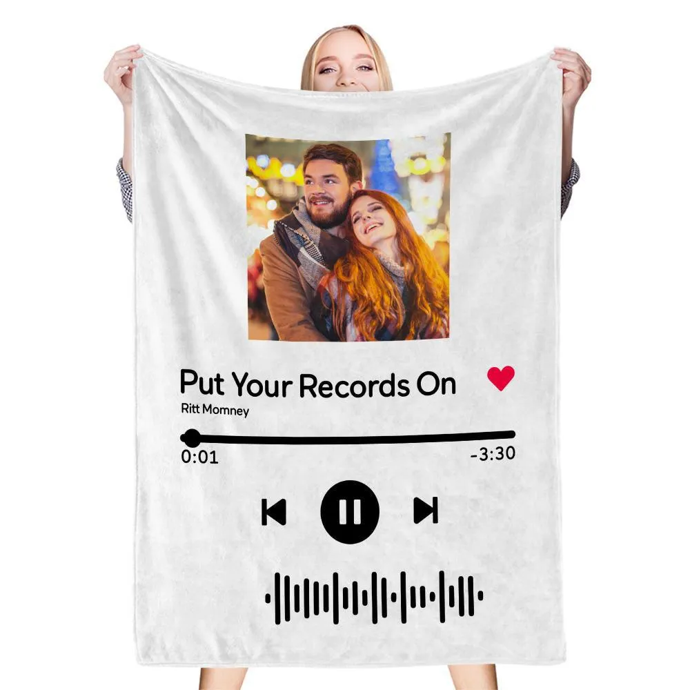 Custom Scannable Music Code Photo Fleece Blanket - 4 Colors