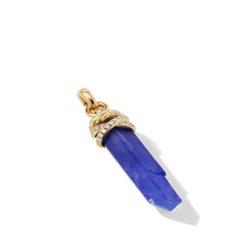 David Yurman Wrapped Tanzanite Crystal Amulet with 18K Yellow Gold and Pave Diamonds