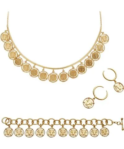 Dhwani Bansal Women's Gold Inka Necklace, Bracelet And Midi Rings Gift Set