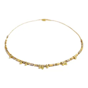 Diamond Drop Necklace in All Gold ~ 7 Diamonds