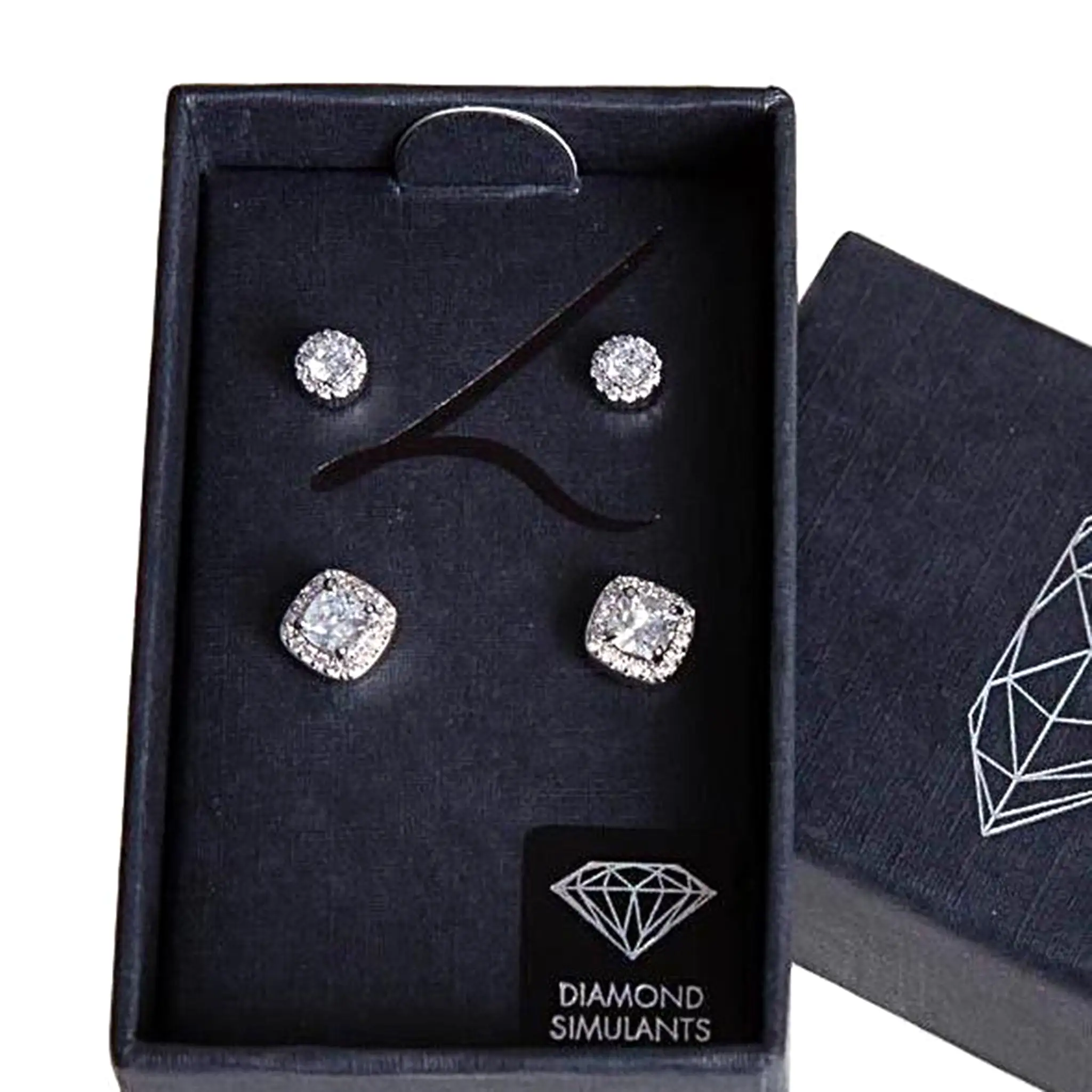 Diamond Simulant Circle & Square Stud Pack