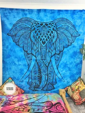 DIVINE NEW TURQUOISE  INDIAN ELEPHANT WALL HANGING / TAPESTRY