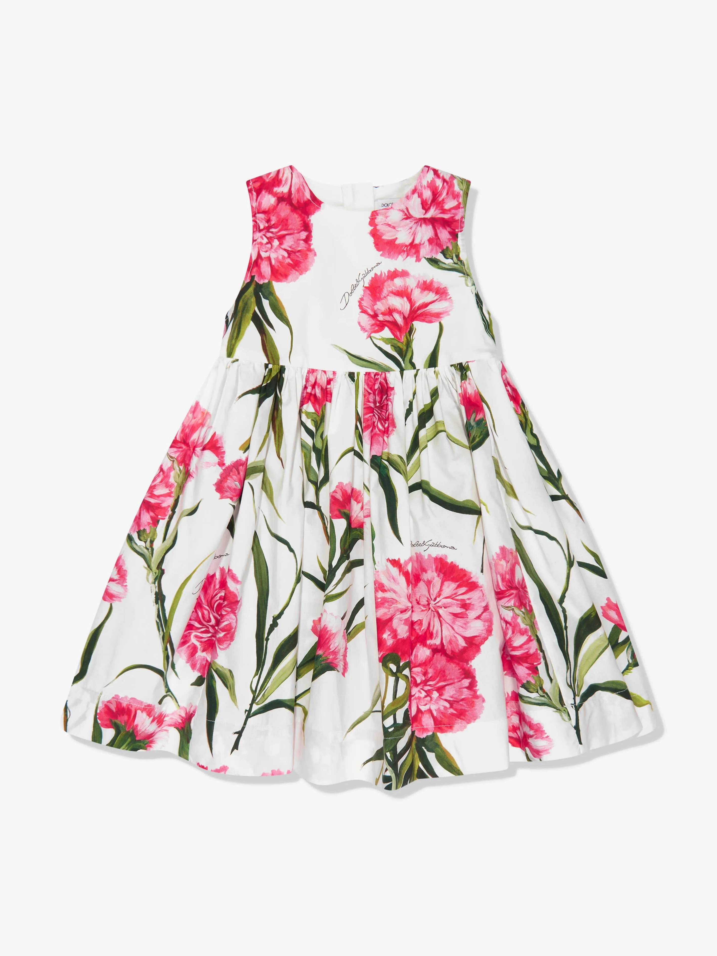 Dolce & Gabbana Kids - Baby Girls Sleeveless Carnation Dress in White | Childsplay Clothing