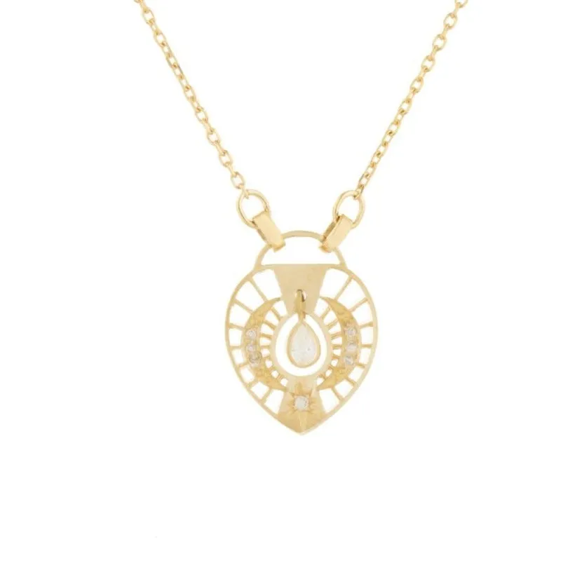 Dream Maker Pear Diamond Moon & Star Heart Necklace