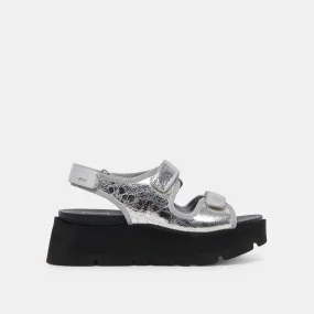 DUBAI SANDALS SILVER DISTRESSED LEATHER