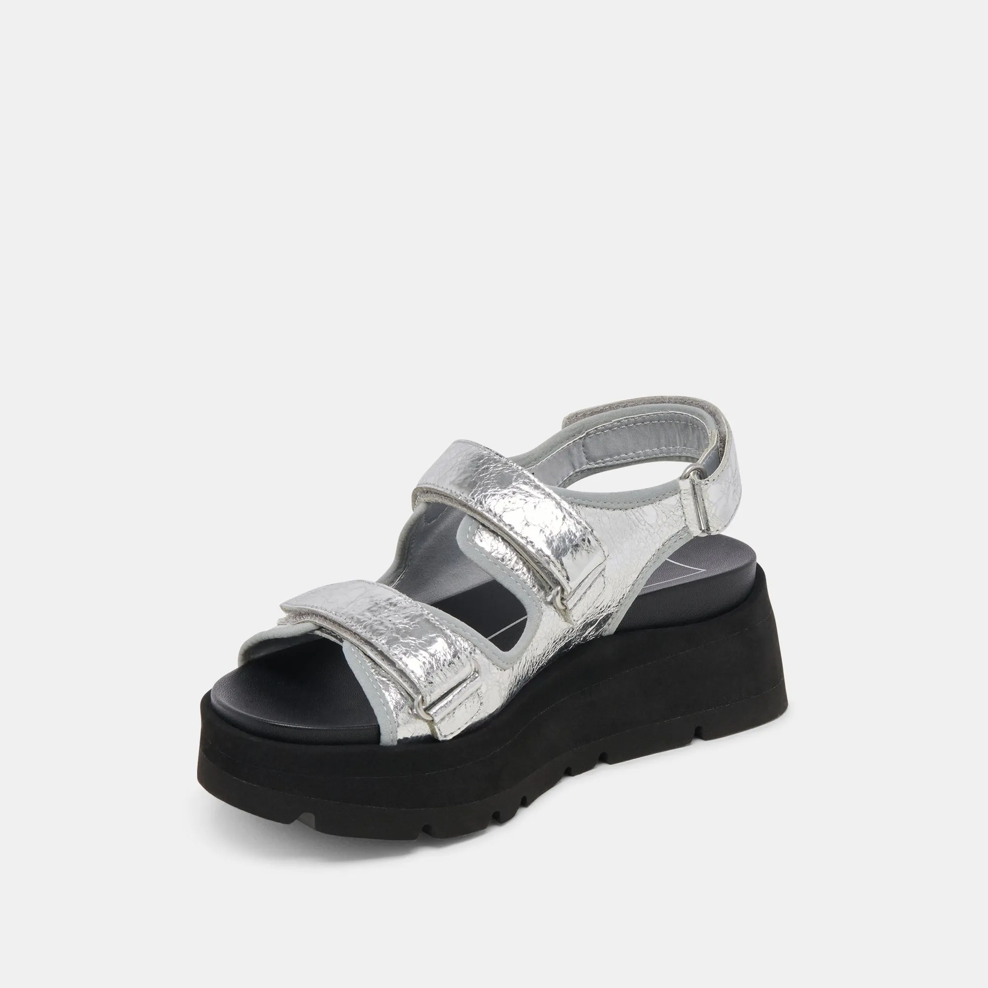 DUBAI SANDALS SILVER DISTRESSED LEATHER