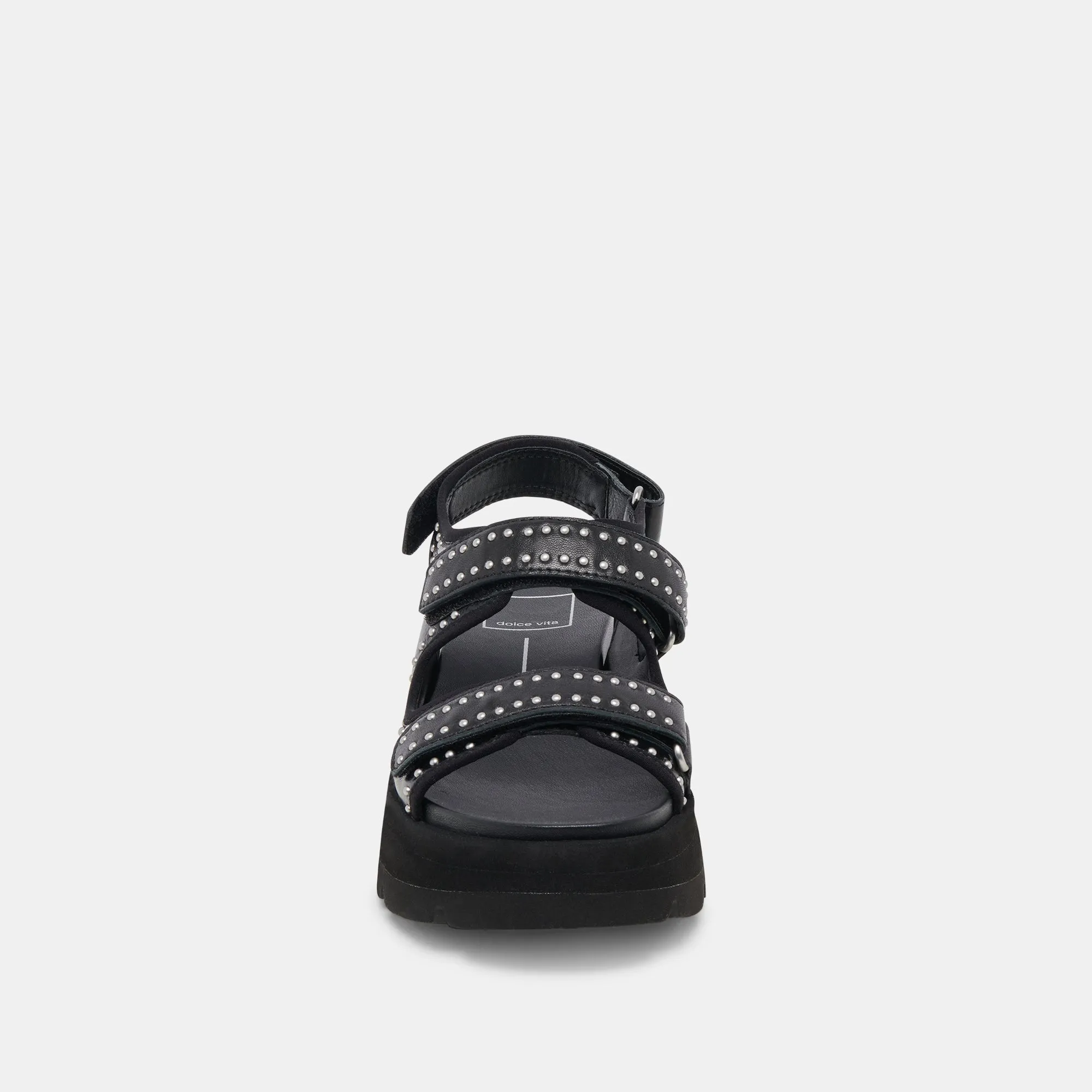 DUBAI STUD SANDALS MIDNIGHT CRINKLE PATENT