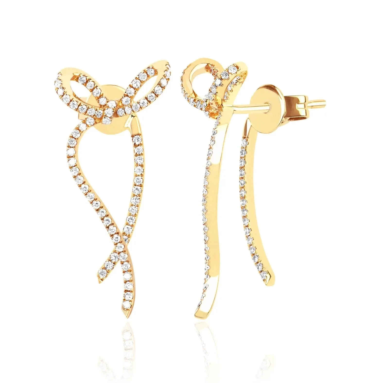 EF Collection - 14K Diamond Bow Earrings