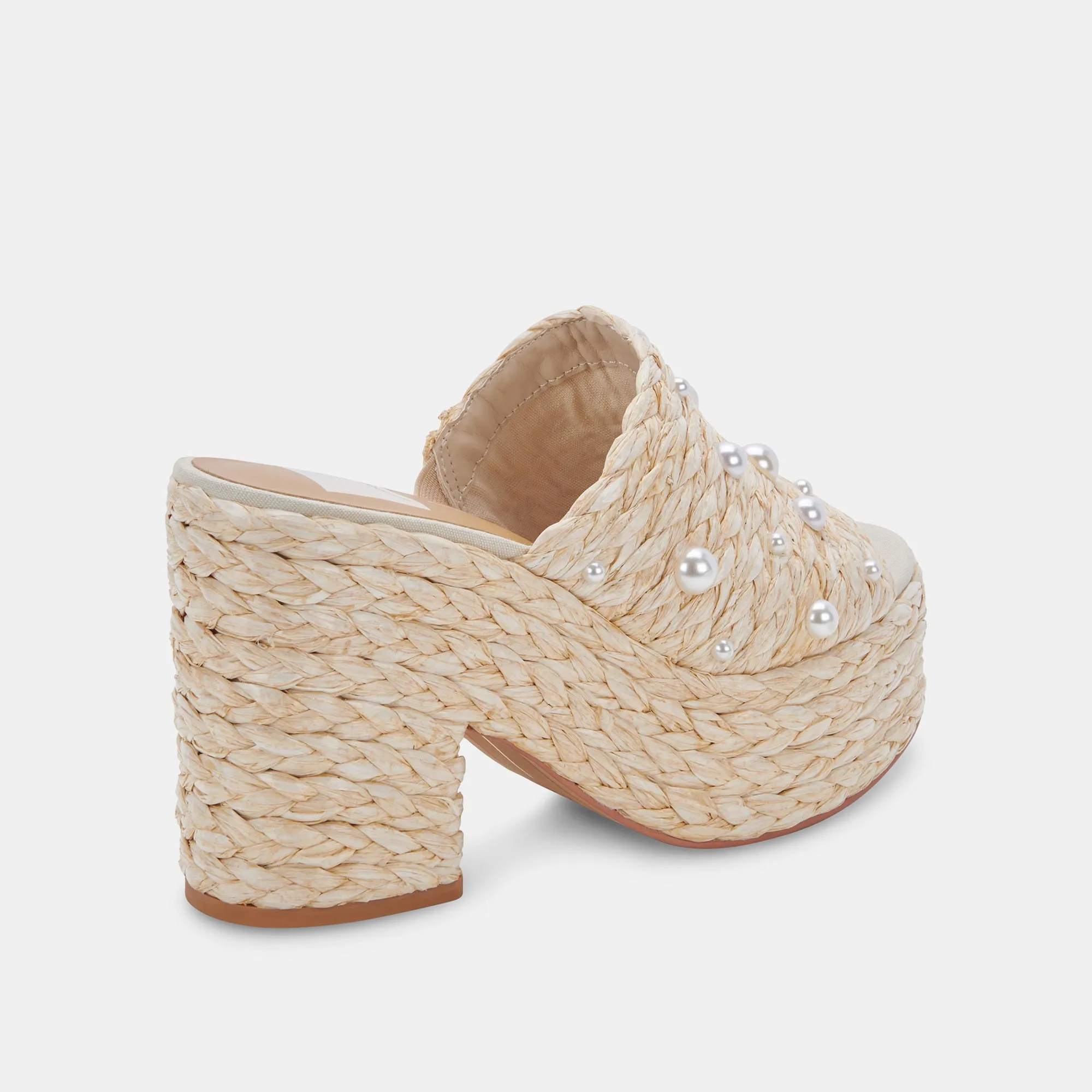 ELORA PEARL HEELS LT NATURAL RAFFIA