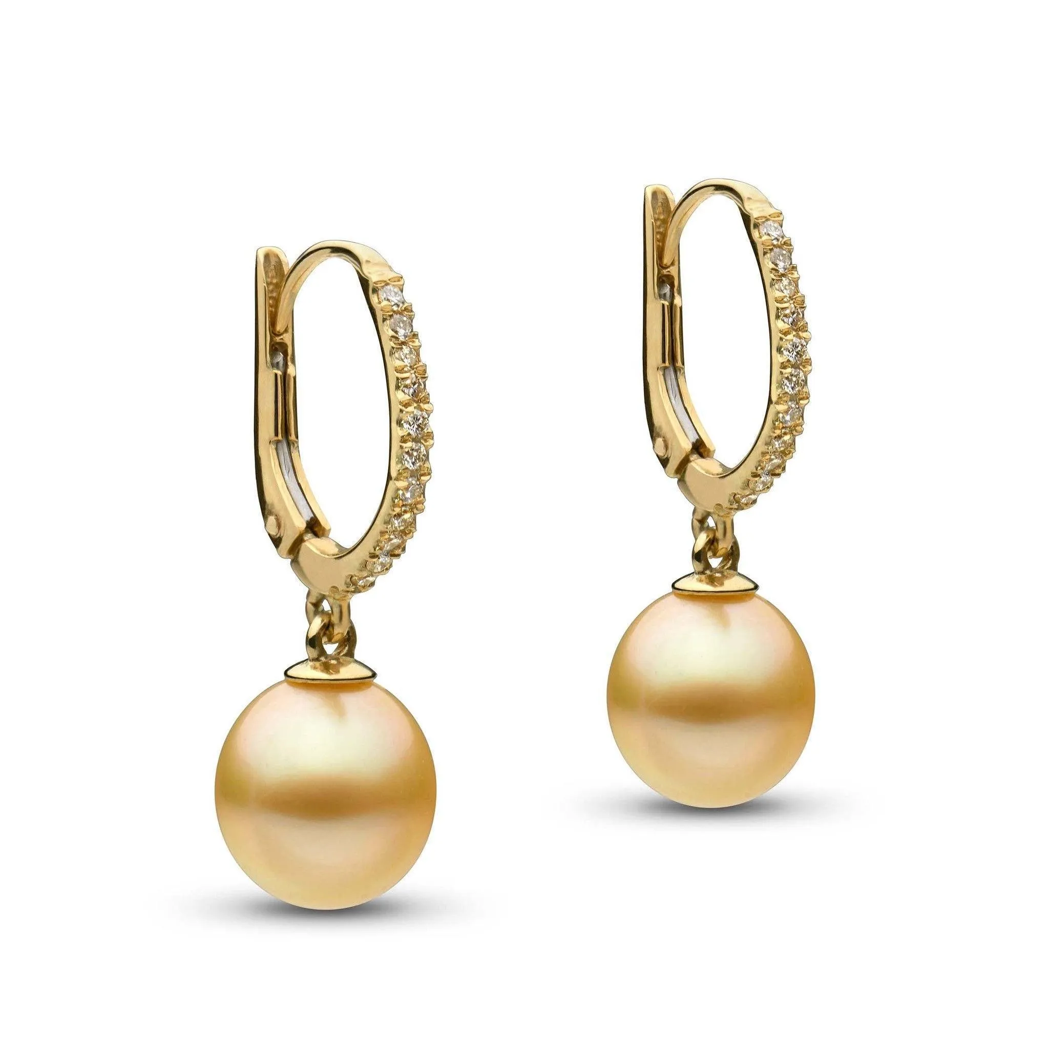 Eternal Collection Drop Golden South Sea 9.0-10.0 mm Pearl and Diamond Earrings