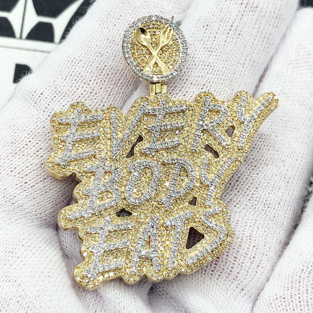 Everybody Eats Diamond Pendant 2.30cttw 10K Yellow Gold