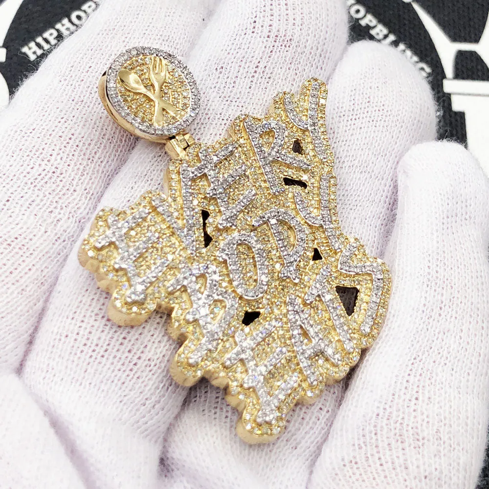 Everybody Eats Diamond Pendant 2.30cttw 10K Yellow Gold