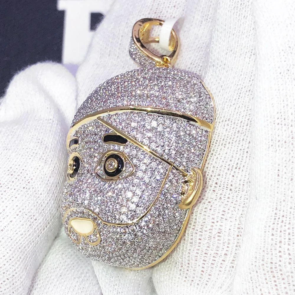 Face with Turbin CZ Hip Hop Bling Bling Pendant