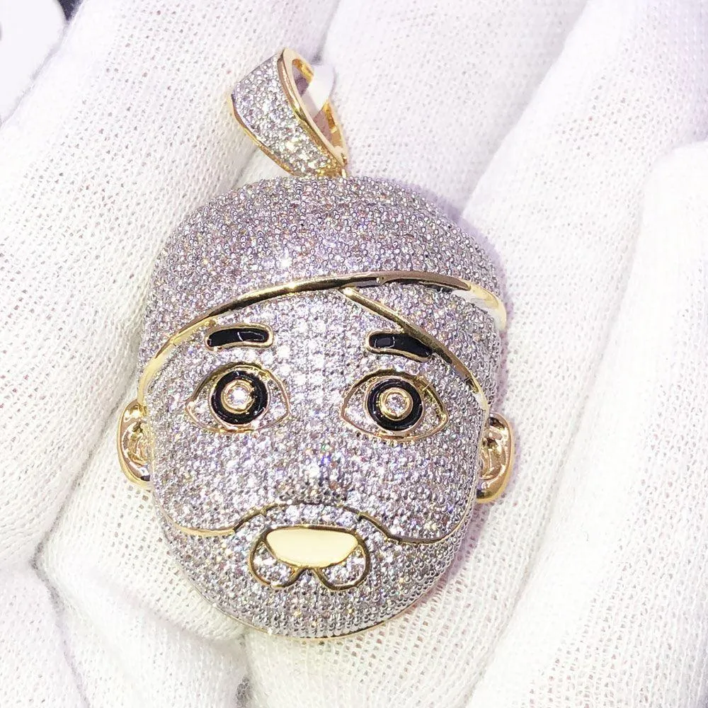 Face with Turbin CZ Hip Hop Bling Bling Pendant