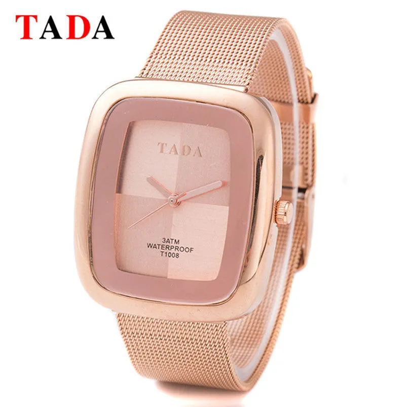 Famous Watches TADA Lady Wristwatch Women Mesh steel rose gold bracelet Watch Fast shipping Feida