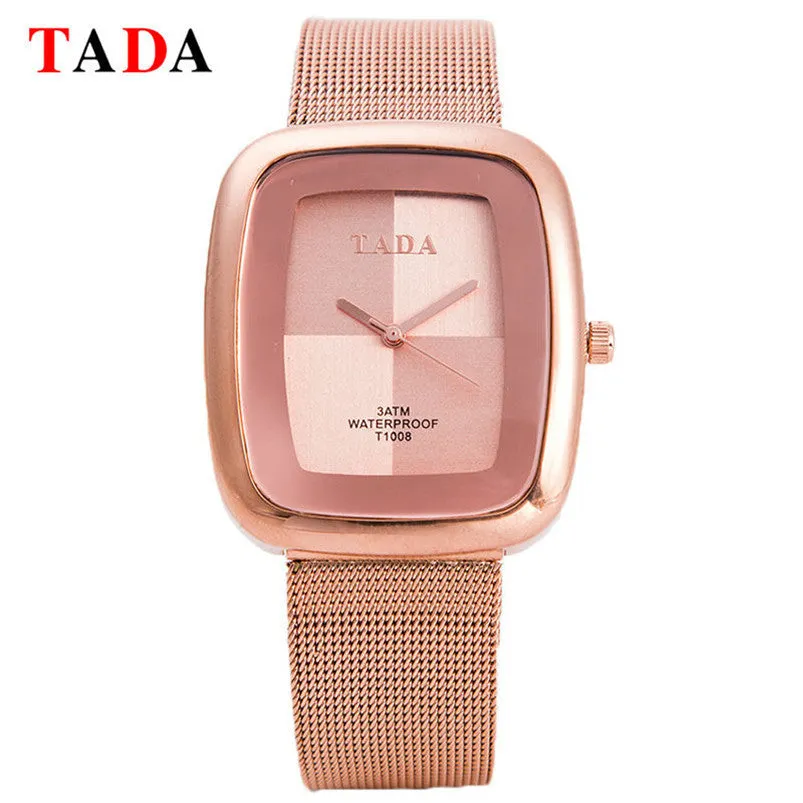 Famous Watches TADA Lady Wristwatch Women Mesh steel rose gold bracelet Watch Fast shipping Feida