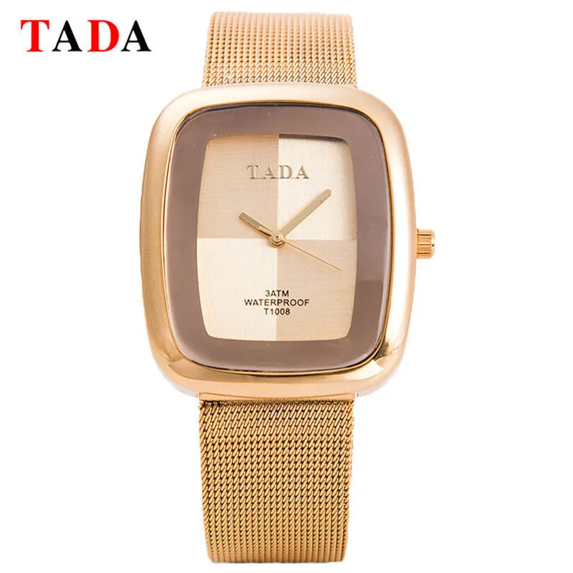 Famous Watches TADA Lady Wristwatch Women Mesh steel rose gold bracelet Watch Fast shipping Feida