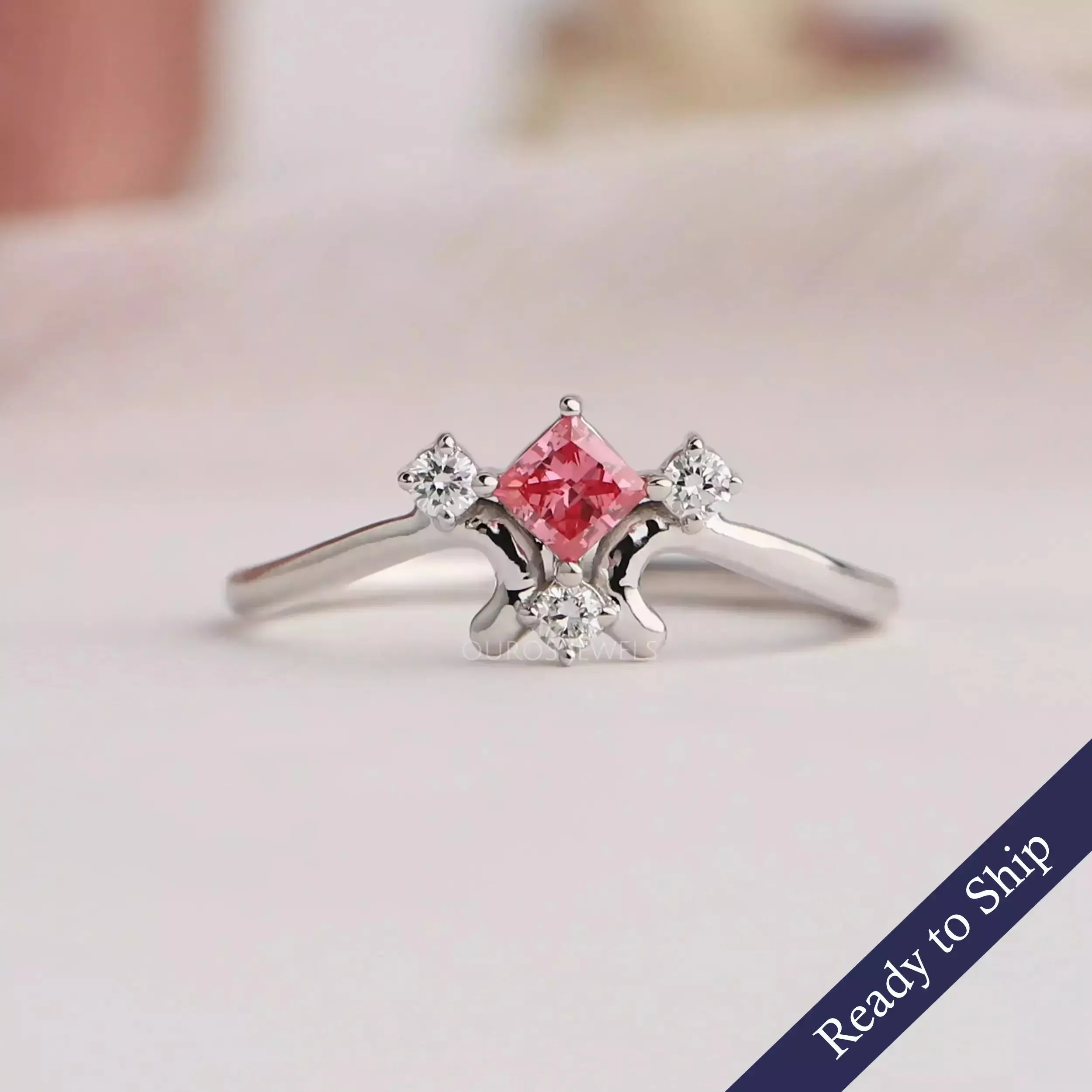 Fancy  Pink Princess Diamond Dainty Rings