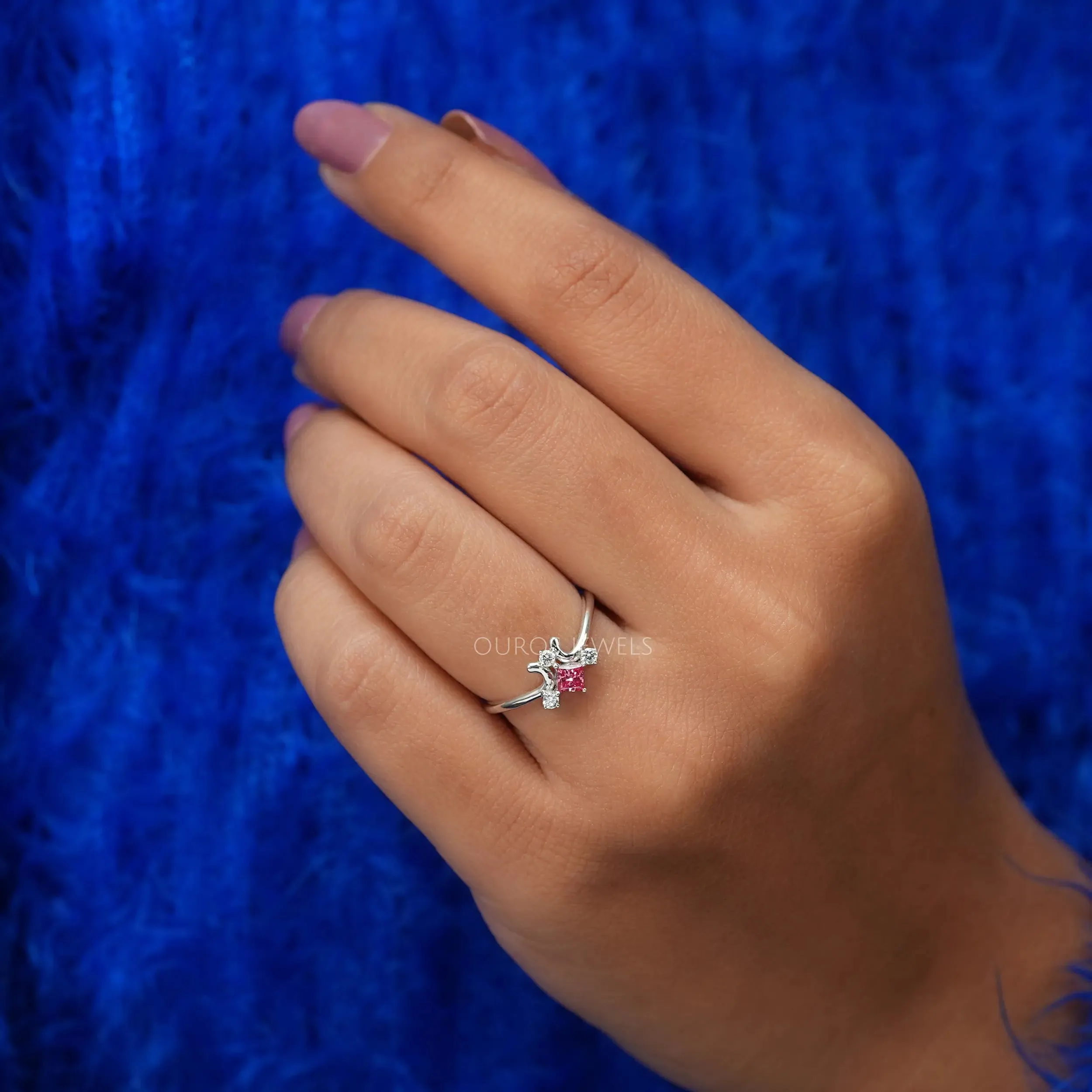 Fancy  Pink Princess Diamond Dainty Rings