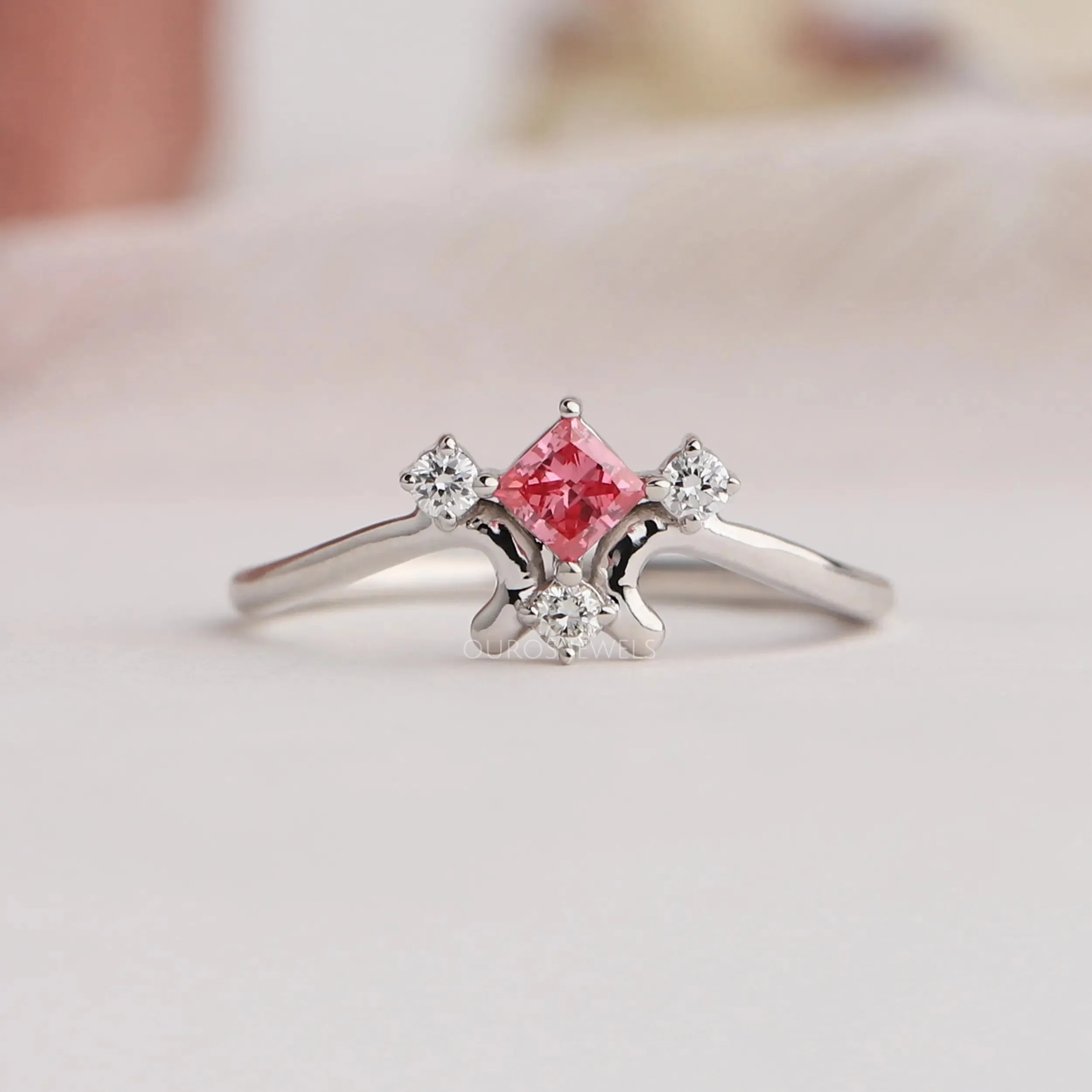 Fancy  Pink Princess Diamond Dainty Rings