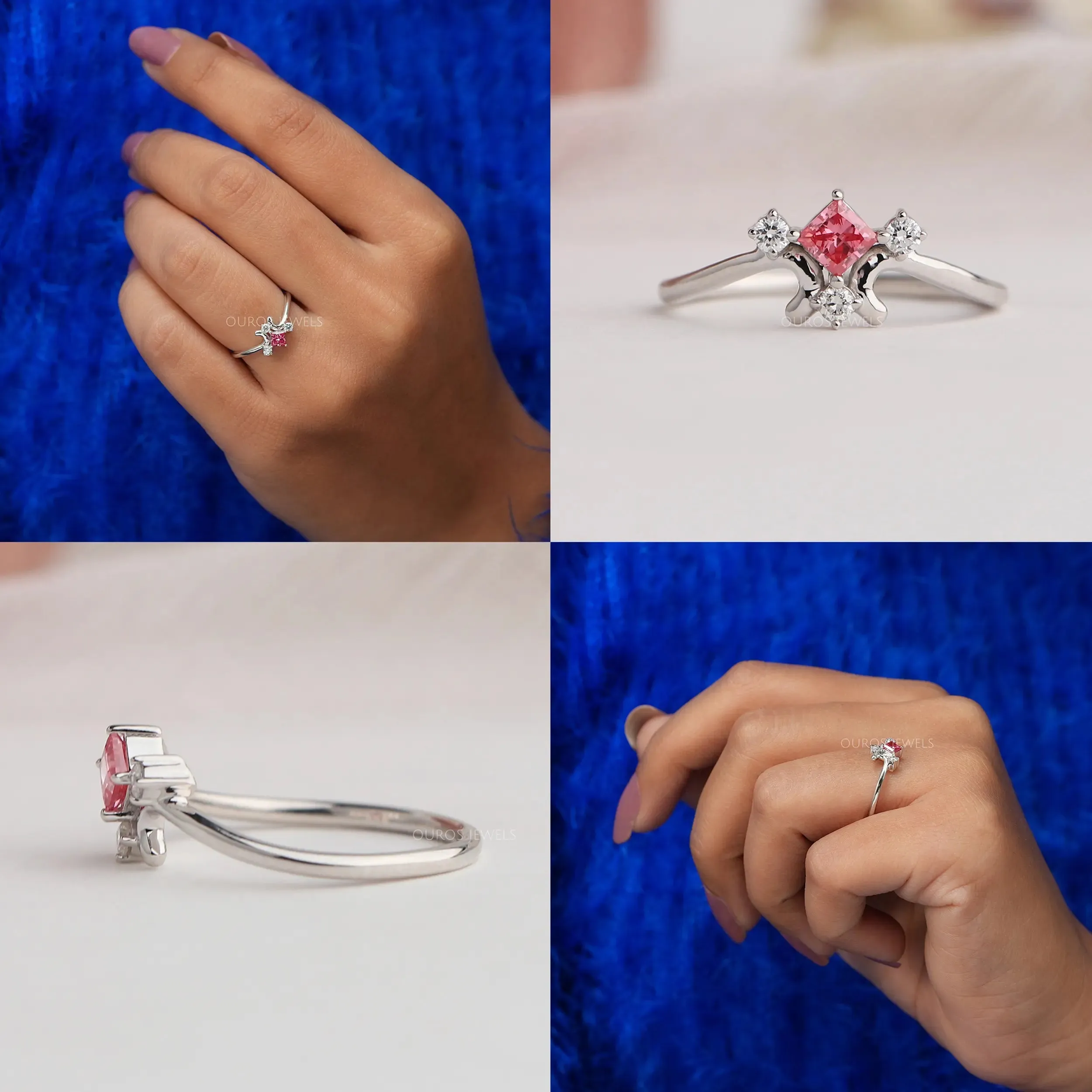 Fancy  Pink Princess Diamond Dainty Rings