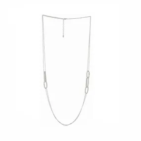 Forever Chic Rhodium 5 Link Necklace with Double Chain