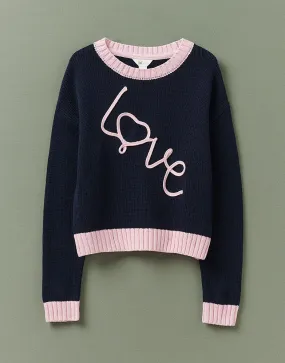 Girl's Love Me Crew Neck Knit Jumper from Crew Clothing Company