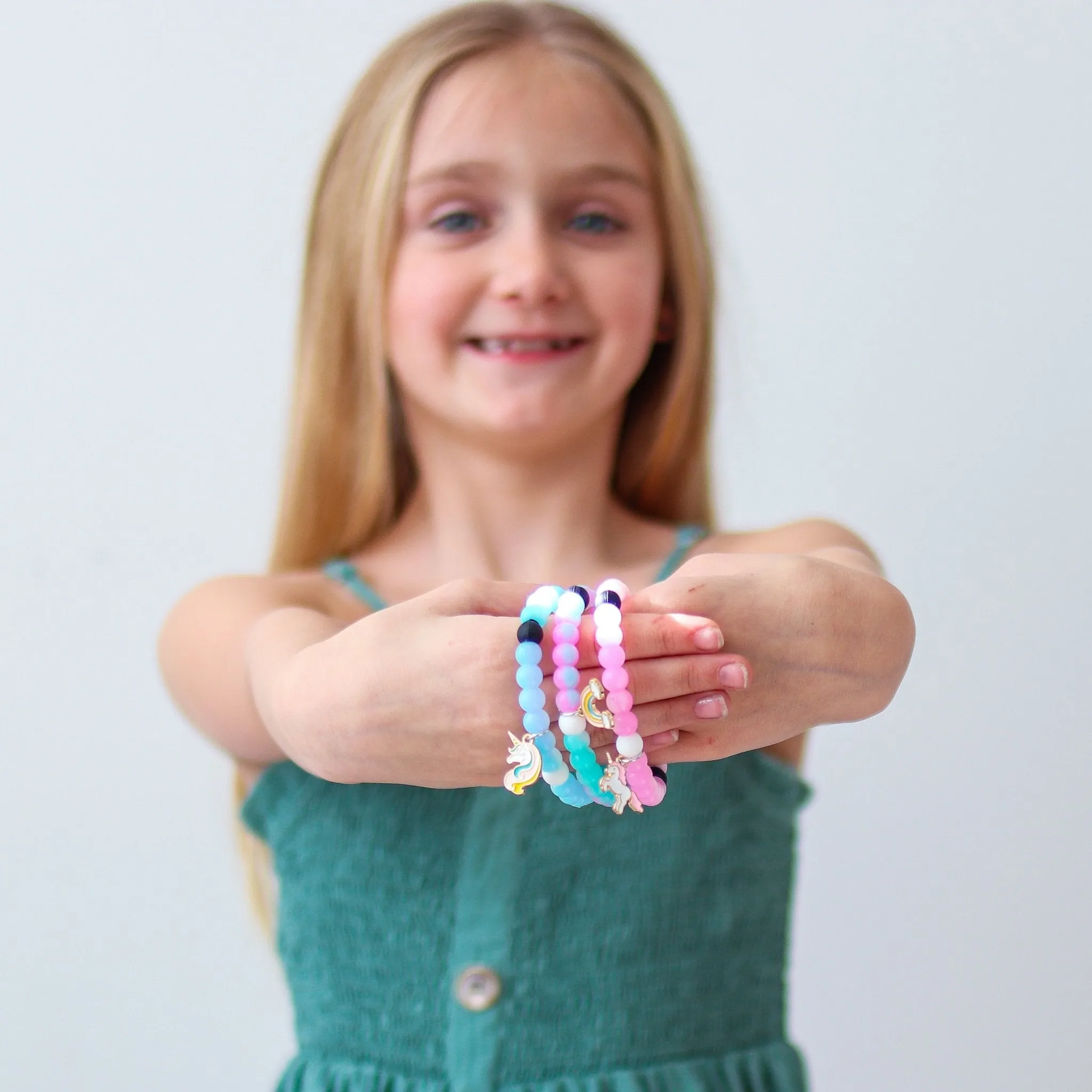 Glow in the Dark Unicorn Charm Bubble Bracelets - 3 Pack