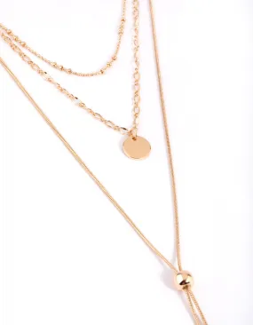 Gold Mixed Metal Disc Pendant Necklace