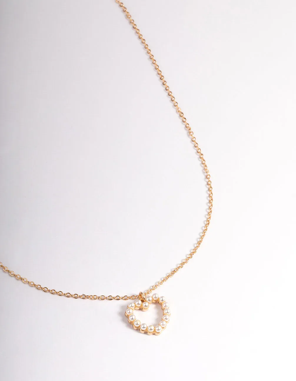 Gold Pearl Heart Necklace