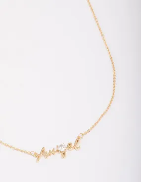 Gold Plated Angel Script Necklace