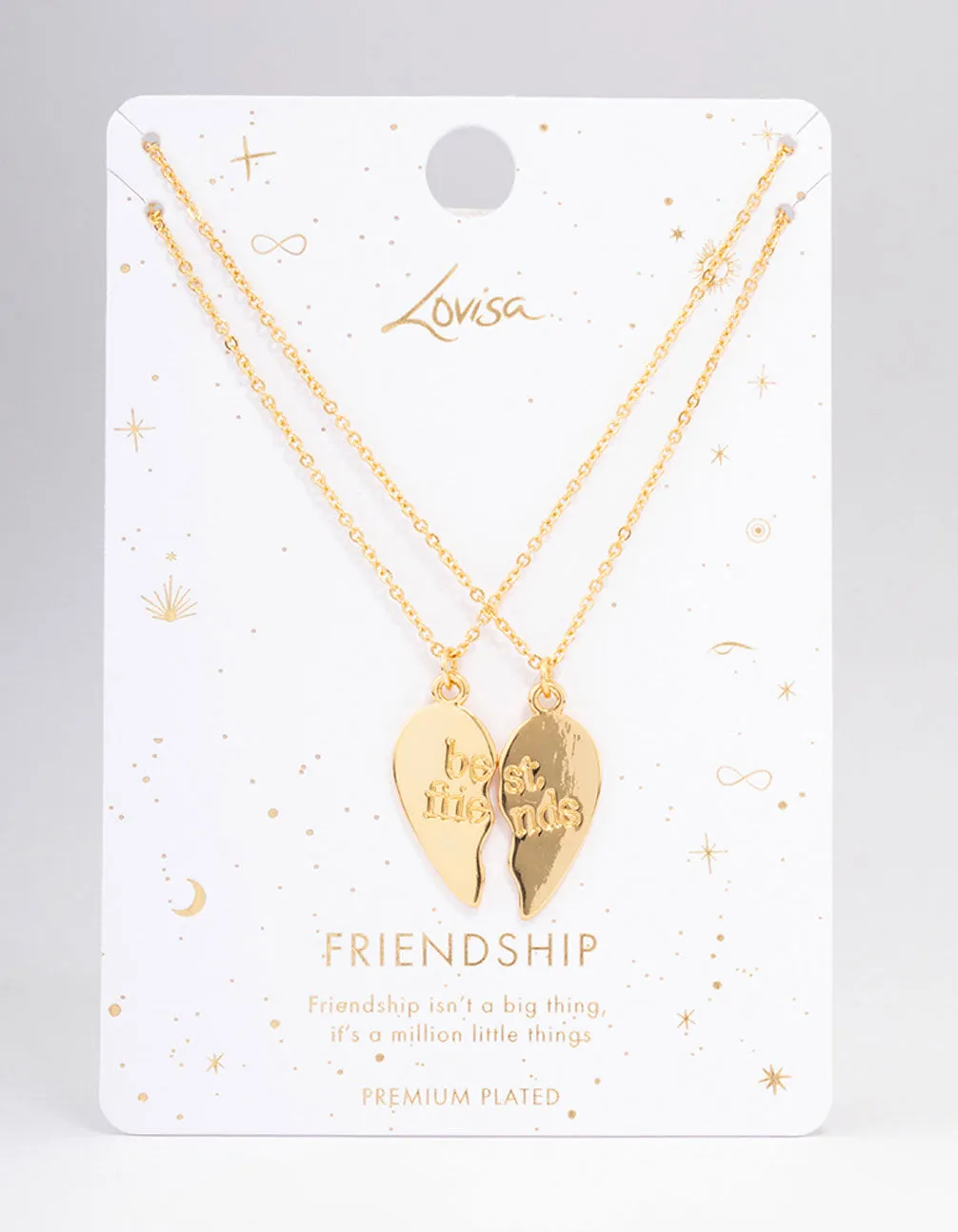 Gold Plated Best Friend Heart Pendant Necklace Pack